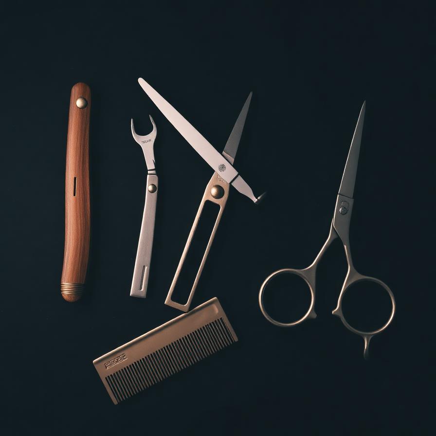 Barber tools laid out